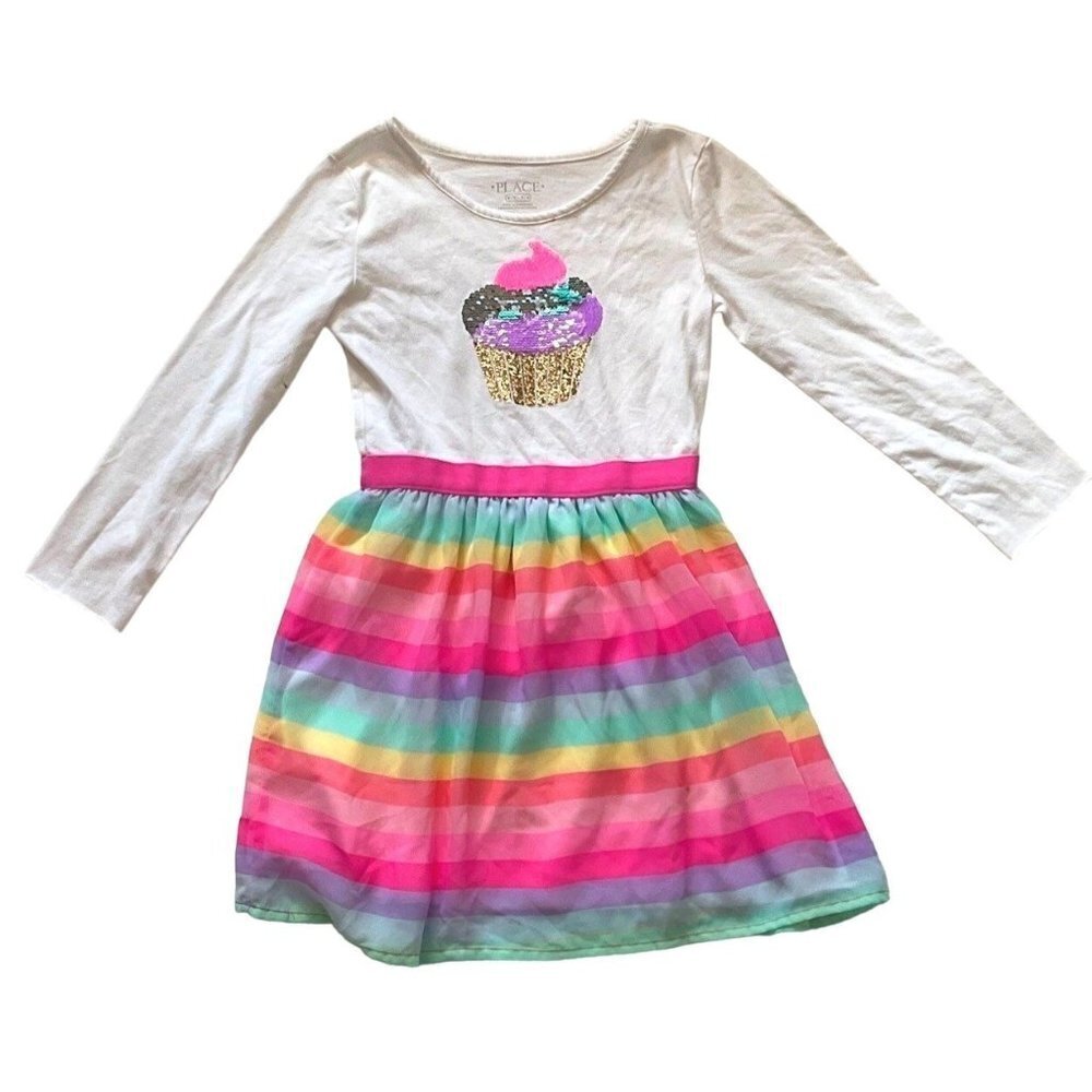 Children's Place flip‎ sequence cupcake multicolor tutu dress  Girls 5/6
